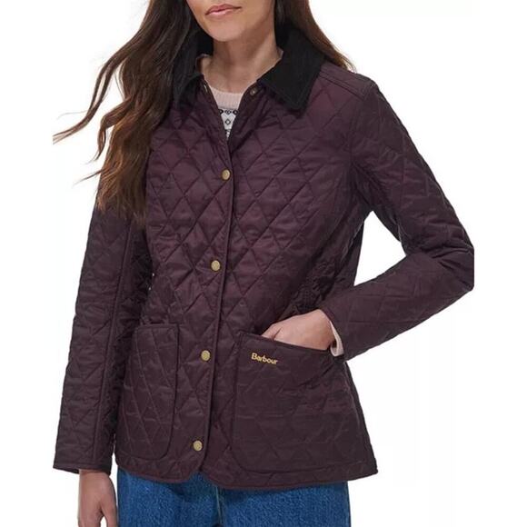 NWT Barbour Annandale Quilted Diamond Jacket in Burgundy sz 4